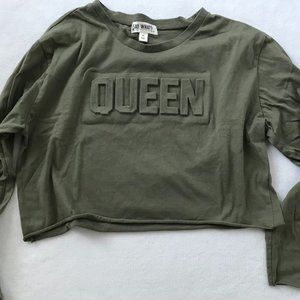 Say What Crop Top, Junior Size XL (Bust: 42"), Dark Green